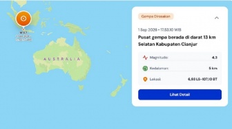 Gempa M 4,3 Guncang Cianjur, Getaran Terasa hingga Jakarta
