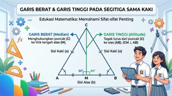 Cara Membedakan Garis Berat dan Garis Tinggi pada Segitiga Sama Kaki