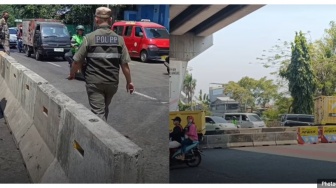 Barier Beton Digeser Demi Putaran Liar, Dishub Pasang Pengaman Tambahan di Flyover Pesing