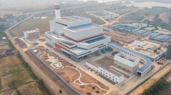 Foto udara tempat Pengolahan Sampah Menjadi Energi Listrik (PSEL) Keramasan, Kertapati, Palembang, Sumatera Selatan, Kamis (24/9/2026). [ANTARA FOTO/Nova Wahyudi/sgd]
