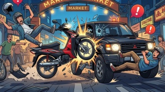 Petaka Aksi Standing Motor di Pringsewu: Honda Supra Hantam Pajero, 2 Pemuda Tewas Terpental