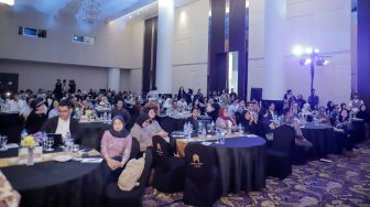 Suasana gelaran Local Media Summit (LMS) 2026 di Manhattan Hotel, Jakarta, Kamis (22/10/2026). [Suara.com/Alfian Winanto]
