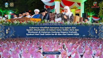 Khofifah, Gus Iqdam, dan Syekh Afeefuddin Gelar Dzikir dan Sholawat Sambut Hari Jadi Jatim ke-81