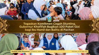 Jatim Cegah Stunting, Gubernur Khofifah Bagikan Paket Gizi bagi Ibu Hamil dan Balita di Pacitan