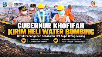 Gubernur Khofifah Kirim Heli Water Bombing untuk Penanganan Kebakaran TPA Supit Urang Malang