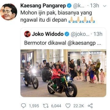 Kaesang Pangarep motoran bersama Presiden Joko Widodo [Twitter: @kaesangp].
