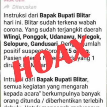 Berita Hoaks Corona di Blitar [bidik layar Ist].