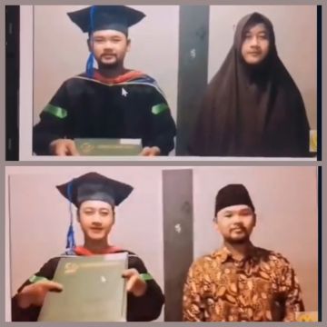 Kocak! Dua Pemuda ini Gantian Cosplay Jadi Orang Tua Saat Wisuda Online (alvianjkt48)