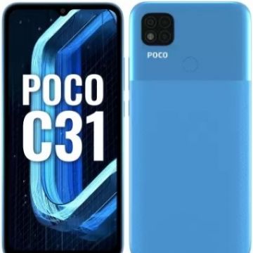 Poco C31 diperkuat prosesor MediaTek Helio G35 dengan opsi penyimpanan 3GB/32GB dan 4GB/64GB [Gizmochina].