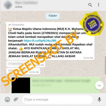 Cek Fakta: Benarkah Ketua MUI Menghimbau untuk Merapatkan Shaf Salat? (Turnbackhoax.id)