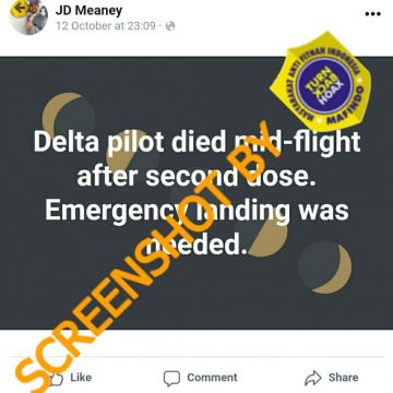 Benarkah Pilot Pesawat Maskapai Delta Meninggal setelah Divaksin? (Turnbackhoax.id)