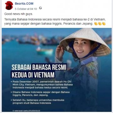 Cek Fakta: Benarkah Bahasa Indonesia Jadi Bahasa Resmi Kedua Vietnam? (Turnbackhoax.id)