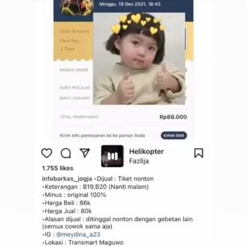 Alasan jual tiket spiderman (Instagram.com/infobarkas_jogja/)