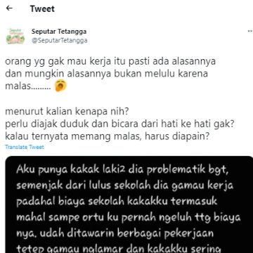 Curhat Punya Kakak Problematik Tak Mau Kerja, Selalu Memaki dan Pakai Kekerasan, sampai Aniaya Ortu, Bikin Resah! (Twitter/SeputarTetangga)