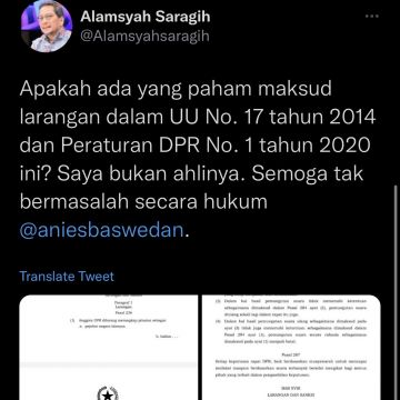 Cuitan eks Komisioner Ombudsman RI Alamsyah Saragih. (Tangkapan layar/Twitter)