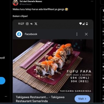 Beredar Foto Menu Makanan Bernama Fufufafa. [X]