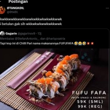 Beredar Foto Menu Makanan Bernama Fufufafa. [X]