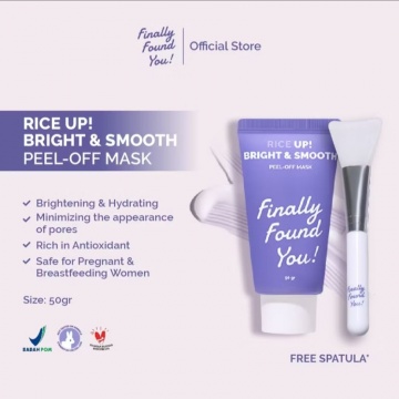 Finally Found Your RICE UP! Bright & Smooth PEEL-OFF, salah satu rekomendasi masker dari brand lokal hidden gem yang bisa membantu membuat kulit wajah lebih cerah dan glowing dambaan banyak orang (Shopee/Finally Found You Official Store)