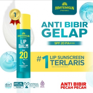 Amaterasun Lip Balm SPF 20 PA+++, salah satu rekomendasi lip serum yang memiliki SPF untuk melindungi bibir dari dampak buruk paparan matahari (Shopee/Amaterasun Official Store)