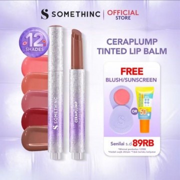 SOMETHINC Ceraplump Tinted Lip Balm SPF25 PA+++, salah satu rekomendasi lip serum yang memiliki SPF untuk melindungi bibir dari dampak buruk paparan matahari (Shopee/SOMETHINC Official Shop)