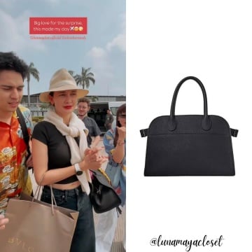 Potret Luna Maya memakai The Row Soft Margaux 15 Bag in Leather (Instagram/lunamayacloset)