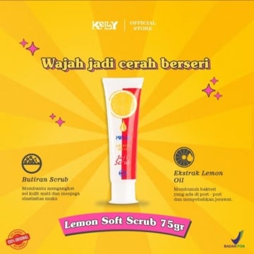 Kelly Lemon Soft Scrub, rekomendasi produk Kelly yang dapat membantu memutihkan wajah (Shopee/Kelly Official Shop)