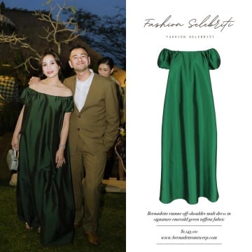 Harga gaun Nagita Slavina saat menghadiri akad nikah Luna Maya dan Maxime Bouttier (Instagram/fashion_selebriti)