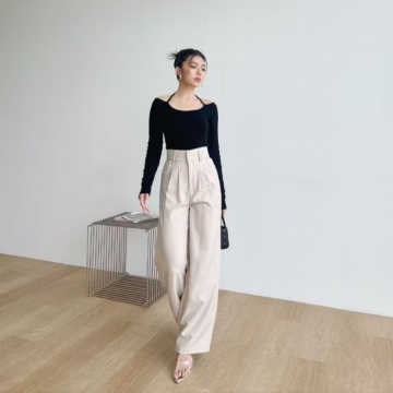 Seine Pleats Pants Highwaited Knit dari YEONA.ID (Shopee/YEONA.ID)
