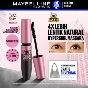 Maybelline Official Volume Express Hypercurl Waterproof Mascara, rekomendasi maskara waterproof yang patut dicoba (Shopee/Maybelline Indonesia Official Store)