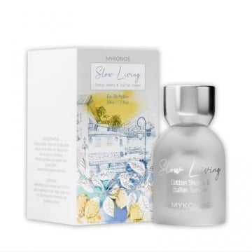 Mykonos Slow Living Eau de Parfum, rekomendasi parfum lokal unisex yang wangi tahan lama meskipun berkeringat (Shopee/Mykonos Official Shop)