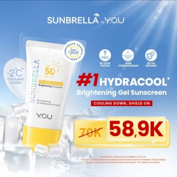 YOU Sunbrella 2% Niacinamide Brightening Sunscreen Cooling Sunscreen (Shopee/YOU Beauty Official Store)