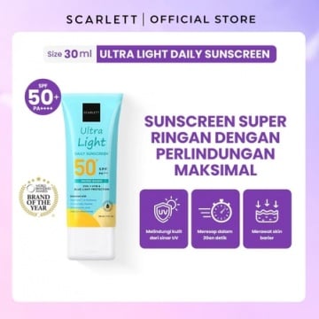 Oily Skin Friendly Scarlett Whitening Ultra Light Daily Sunscreen SPF 50+ PA++++ (Shopee/Scarlett Whitening Official Shop)