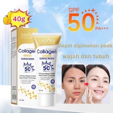 SADOER Collagen Water Sunscreen SPF 50+ PA+++, rekomendasi sunscreen yang mengandung kolagen (Shopee)