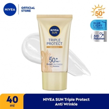 NIVEA SUN Face Serum Triple Protect Anti Wrinkle SPF 50+ PA+++, rekomendasi sunscreen yang mengandung kolagen (Shopee/Nivea Official Shop)