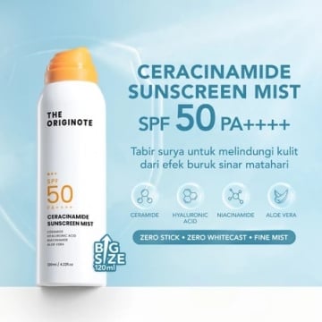 The Originote Ceracinamide Sunscreen Mist SPF 50 PA++++ (Shopee)