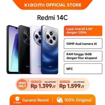 Xiaomi Redmi 14C (6GB/128GB) (8GB/256GB), rekomendasi HP murah mulai Rp1 jutaan yang patut untuk menjadi pertimbangan (Shopee/Xiaomi Official Store)
