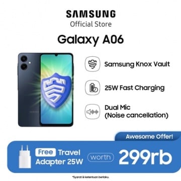 Samsung Galaxy A06 4/128GB, rekomendasi HP murah mulai Rp1 jutaan yang patut untuk menjadi pertimbangan (Shopee/Samsung Official Store)