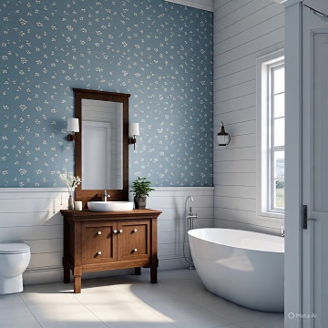 Ilustrasi kamar mandi bernuansa vintage (Meta AI)