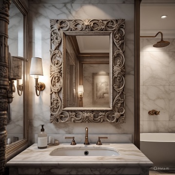 Ilustrasi kamar mandi bernuansa vintage (Meta AI)