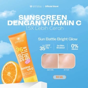 Emina Sun Battle Bright Glow SPF 35 PA+++ (Shopee)