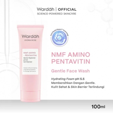Wardah Hydra Rose NMF Amino + Pentavitin Barrier Replenish pH 5.5 Gel Cleanser (Shopee/Wardah Official Shop)
