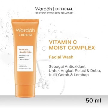Wardah C-defense Vitamin C + Panthenol Anti-Pollution Radiant Creamy Wash (Shopee/Wardah Official Shop)