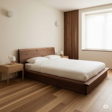 Kamar Tidur Minimalis Berelemen Kayu (AI)