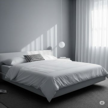Kamar Tidur Minimalis Monokrom (AI)