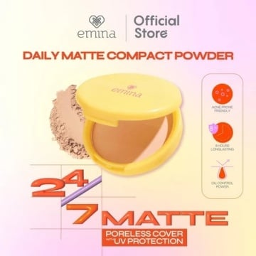 Emina Daily Matte Compact Powder, rekomendasi compact powder untuk kulit berminyak (Shopee)