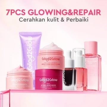 Rangkaian skincare pagi Glad2Glow untuk mencerahkan wajah (Shopee/Glad2Glow Official Store)