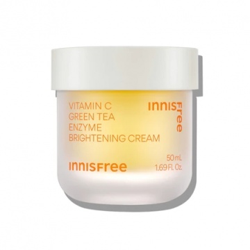 Innisfree Vitamin C Greentea Enzyme Brightening Cream, rekomendasi moisturizer terbagus untuk mencerahkan wajah (Shopee)