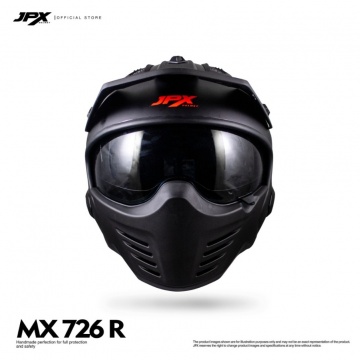JPX Full Face Black Doff Red MX-726R. (Shopee)