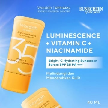 Wardah UV Shield Bright-C Hydrating Sunscreen Serum SPF 35 PA+++ (Shopee)
