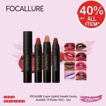 Focallure Matte Crayon Lipstick, rekomendasi lipstik berbentuk pensil yang tahan lama (Shopee)